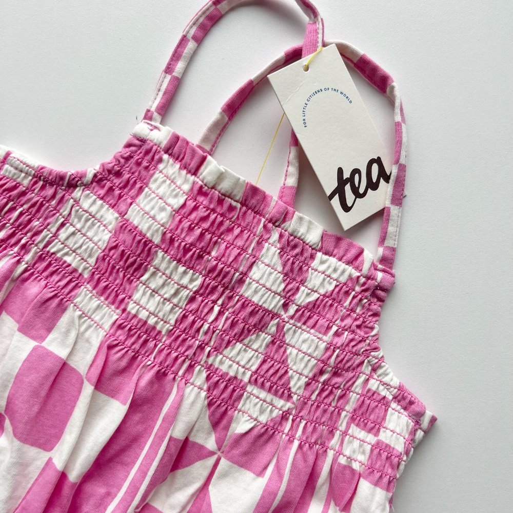 Tea Collection Girl's Pink Smocked Romper NWT